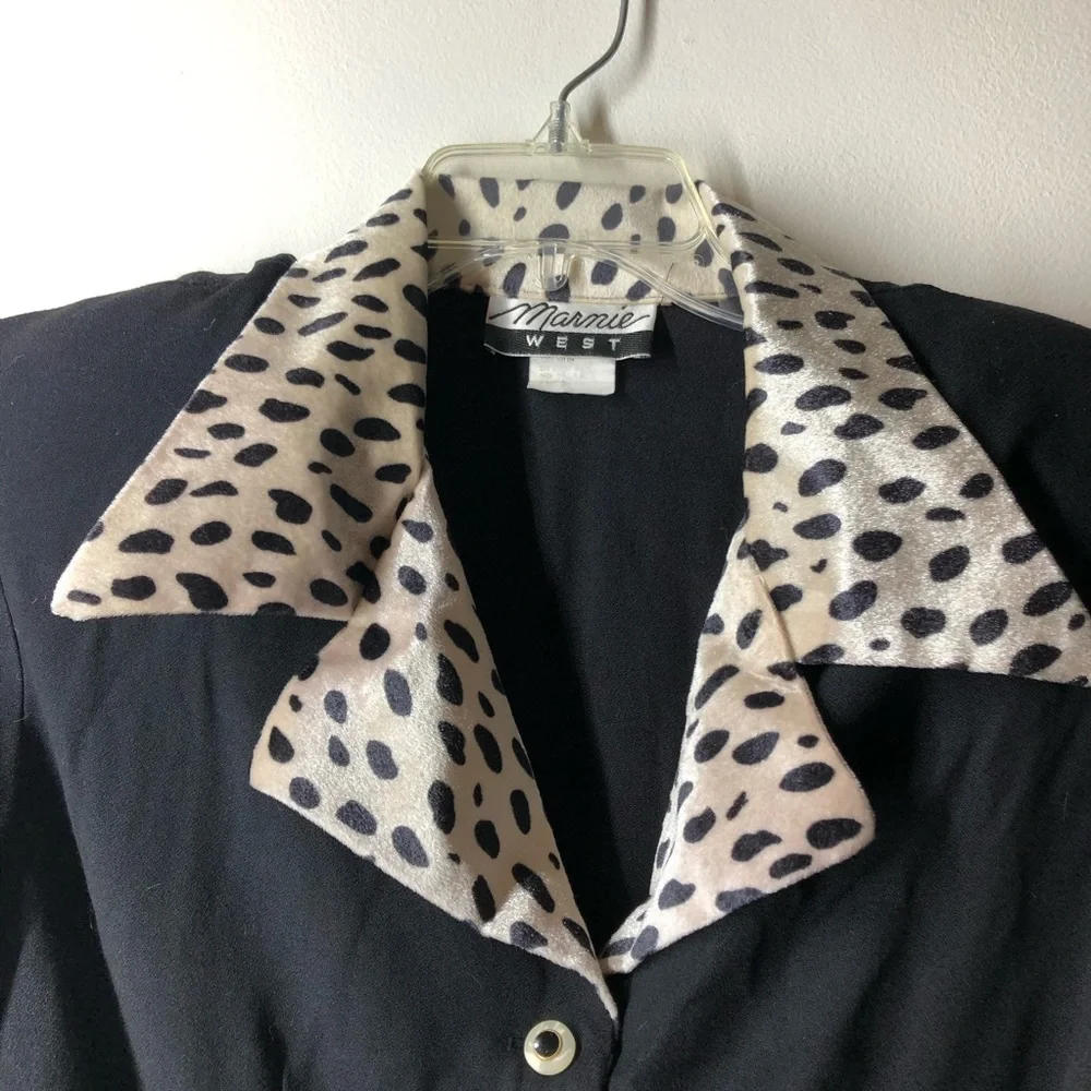 Marmie West vintage leopard print collar blouse